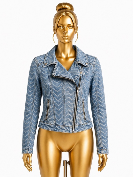 Free People Jackets & Blazers - FREE PEOPLE Asymmetrical Denim JEAN Jacket Blue Distressed zipper detail Size 8